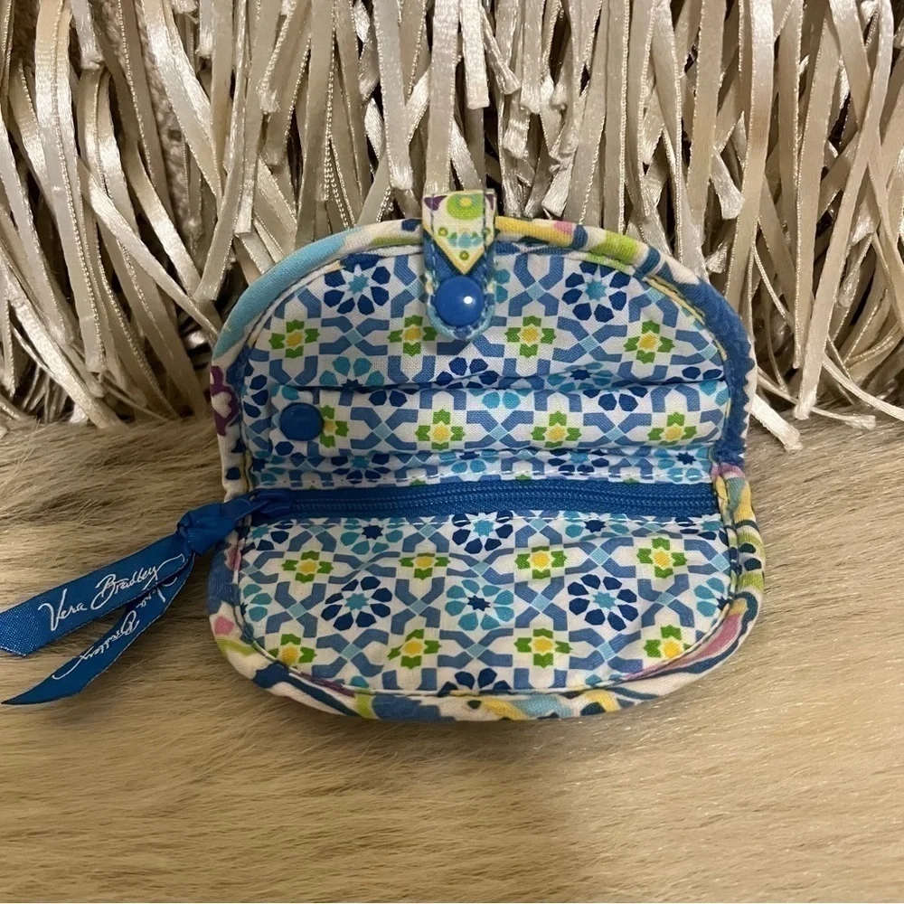 VERA BRADLEY Capri Blue Travel Jewlery Case Green Purple Paisley Semi-Circle